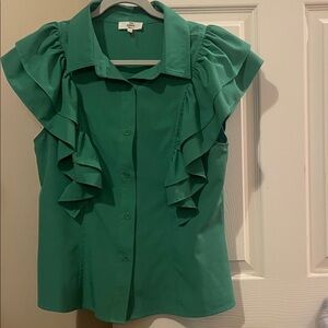 Entro Emerald Ruffle Sleeve Blouse